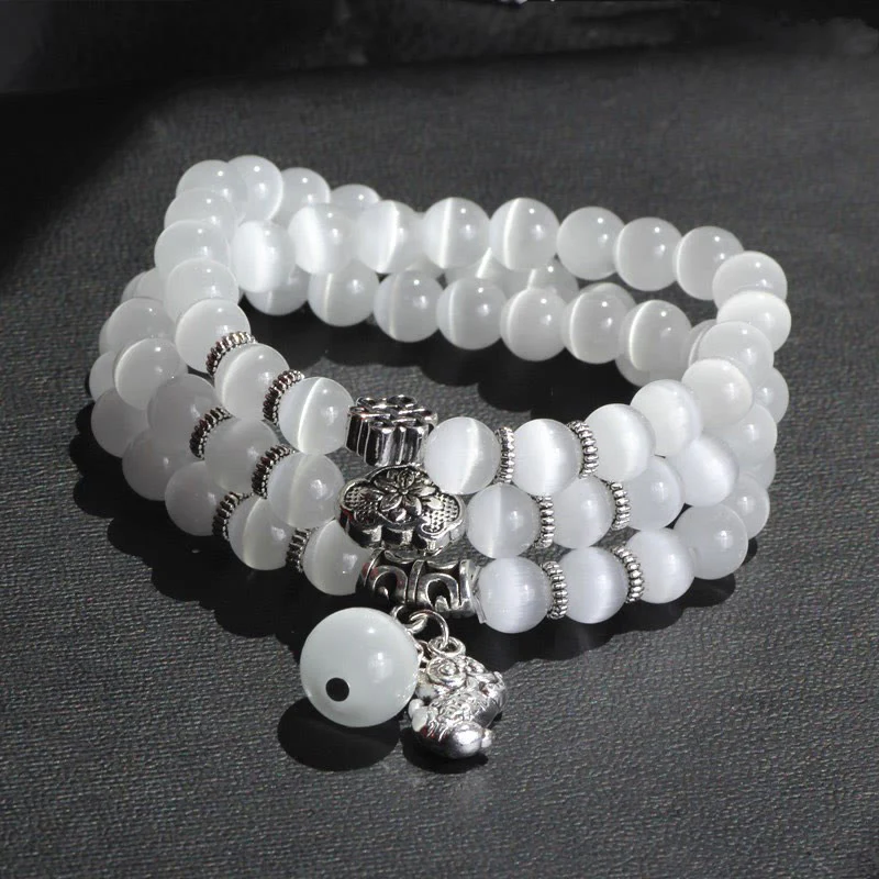 Braccialetto triplo avvolgente con supporto PiXiu Cat Eye Buddha Stones