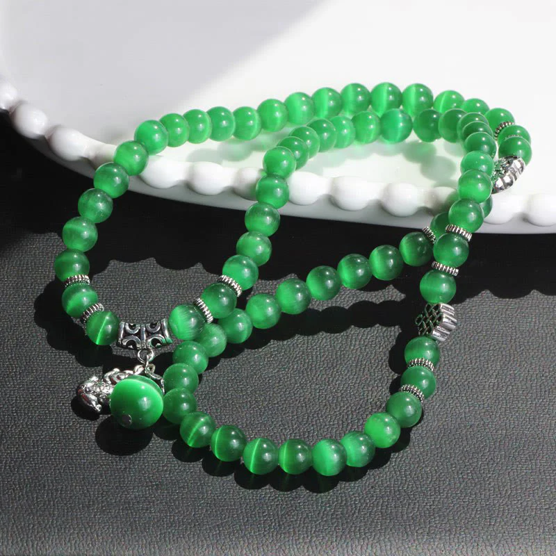 Braccialetto triplo avvolgente con supporto PiXiu Cat Eye Buddha Stones - Image 10