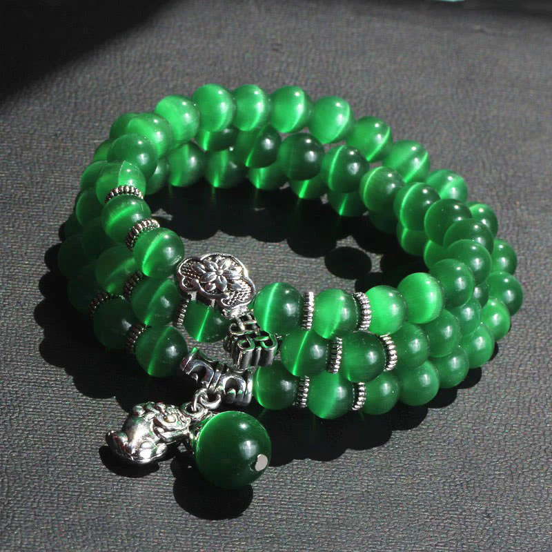 Braccialetto triplo avvolgente con supporto PiXiu Cat Eye Buddha Stones - Image 11