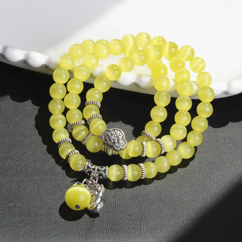 Braccialetto triplo avvolgente con supporto PiXiu Cat Eye Buddha Stones - Image 13