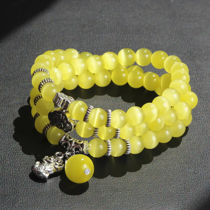 Braccialetto triplo avvolgente con supporto PiXiu Cat Eye Buddha Stones - Image 14