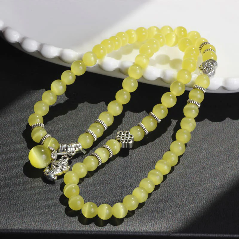 Braccialetto triplo avvolgente con supporto PiXiu Cat Eye Buddha Stones - Image 16