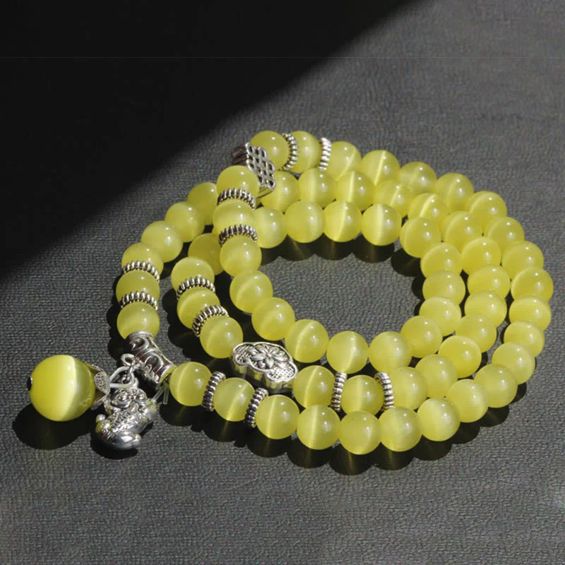 Braccialetto triplo avvolgente con supporto PiXiu Cat Eye Buddha Stones - Image 17