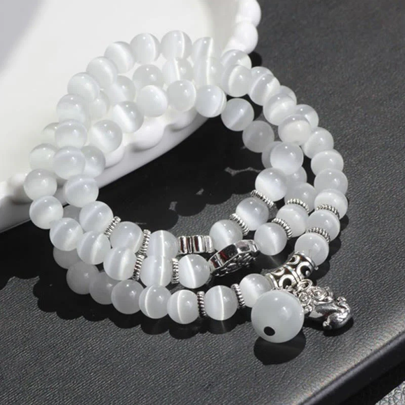 Braccialetto triplo avvolgente con supporto PiXiu Cat Eye Buddha Stones - Image 2