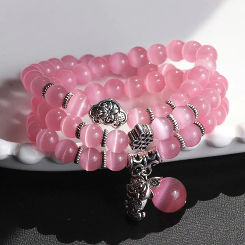 Braccialetto triplo avvolgente con supporto PiXiu Cat Eye Buddha Stones - Image 24