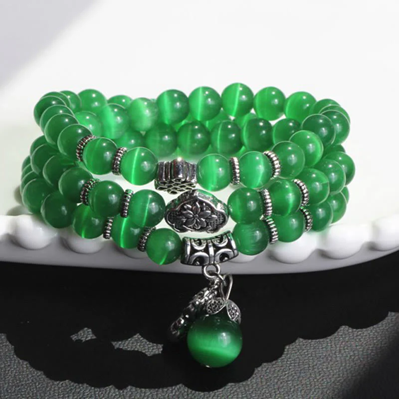 Braccialetto triplo avvolgente con supporto PiXiu Cat Eye Buddha Stones - Image 9