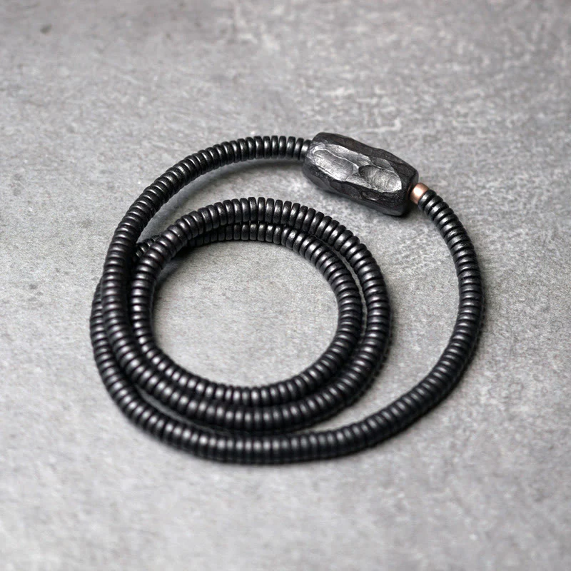 Braccialetto triplo giro in ottone e rame in legno di ebano Buddha Stones - Image 3