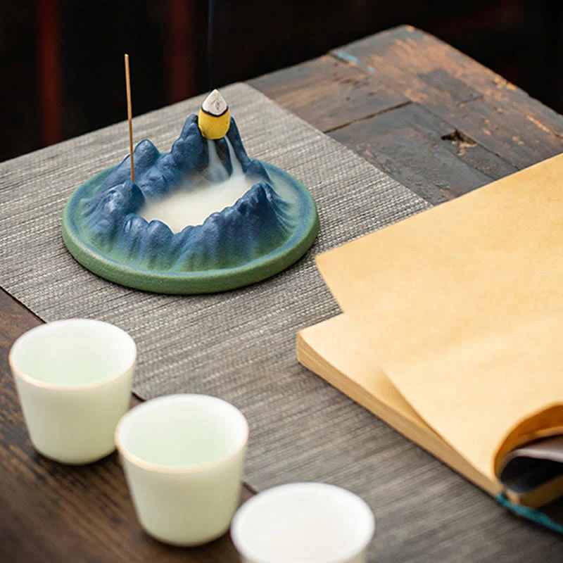Bruciatore di incenso creativo Mountain River in ceramica con flusso di ritorno curativo - Image 12