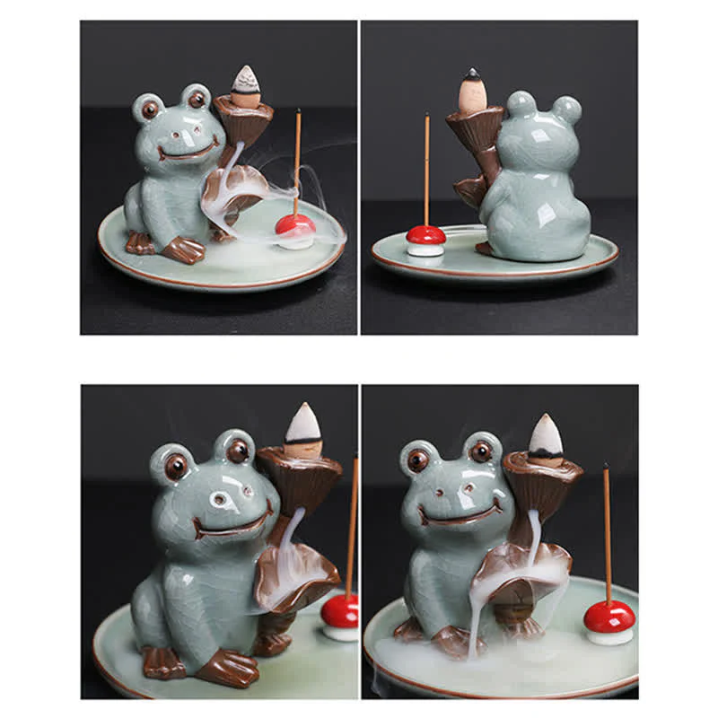 Bruciatore di incenso curativo in ceramica a forma di rana da meditazione - Image 13