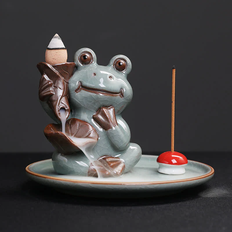Bruciatore di incenso curativo in ceramica a forma di rana da meditazione - Image 9