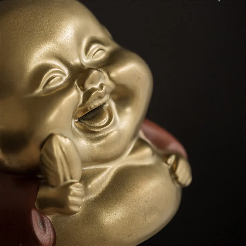 Bruciatore di incenso curativo in ceramica Little Buddha Laughing Buddha - Image 12