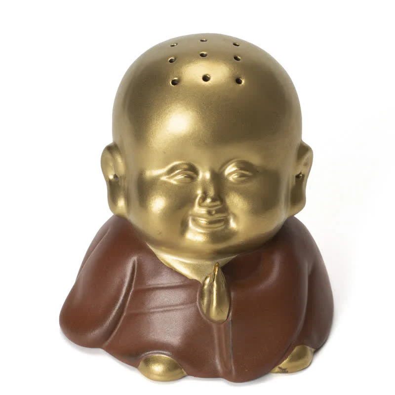 Bruciatore di incenso curativo in ceramica Little Buddha Laughing Buddha - Image 9