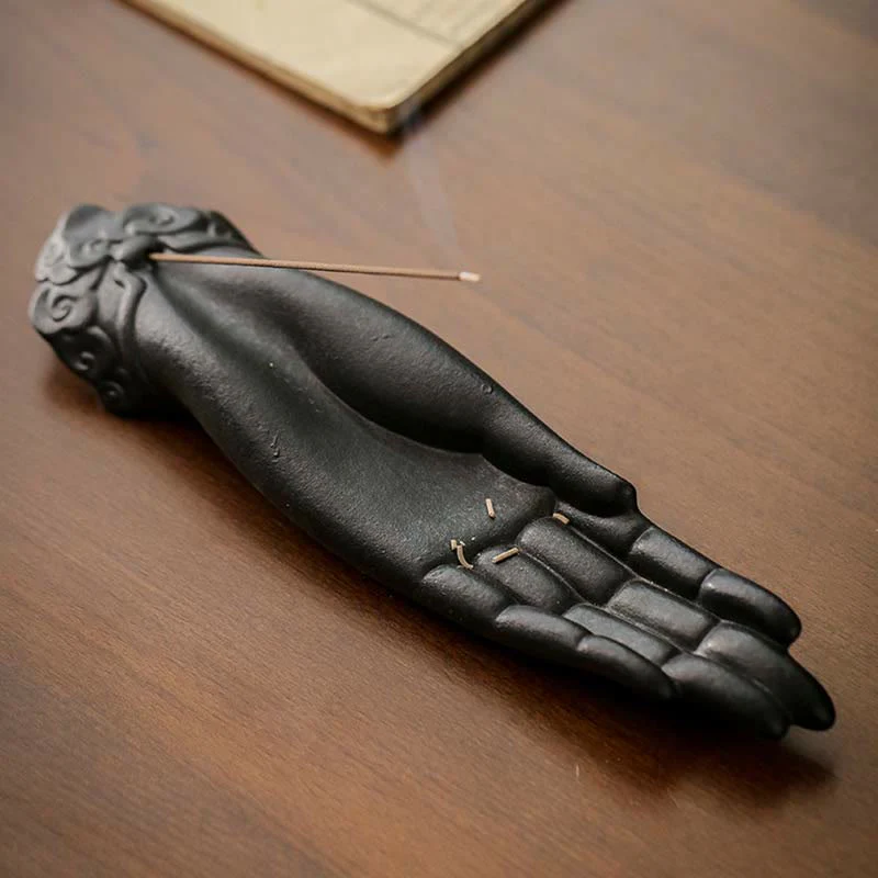 Bruciatore di incenso di benedizione con nuvole di buon auspicio in ceramica a mano di Buddha - Image 4