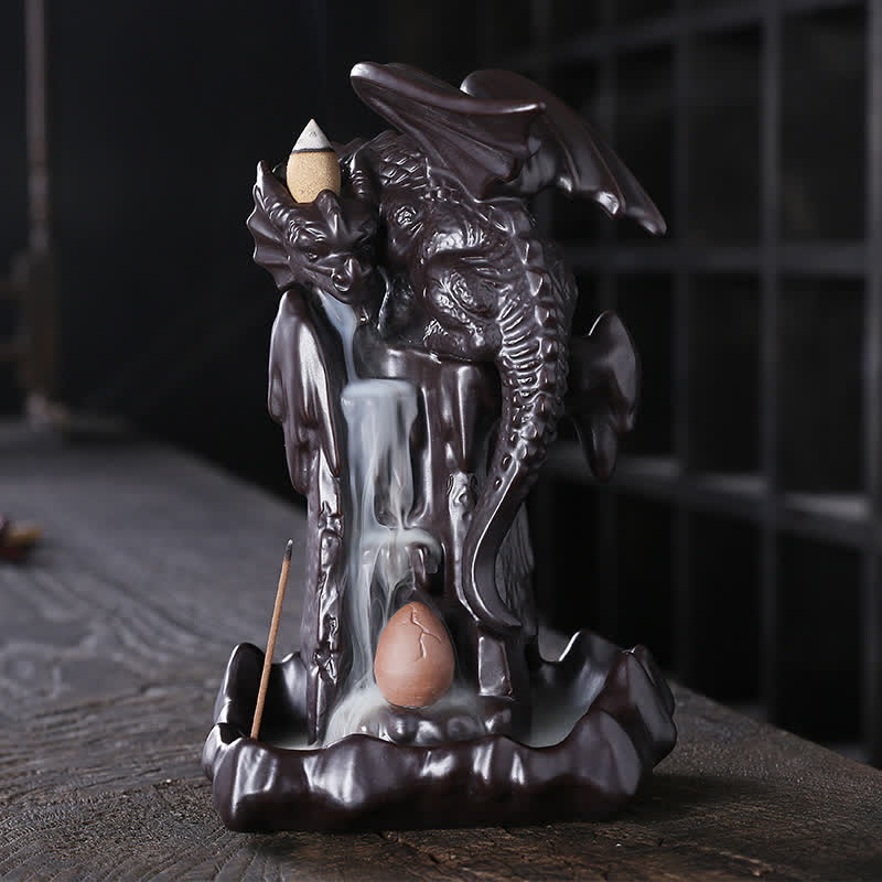 Bruciatore di incenso di guarigione con fontana di fumo a riflusso in ceramica a forma di drago nordico, decorazione a sfera a LED - Image 12