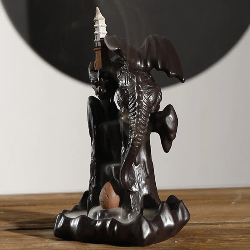 Bruciatore di incenso di guarigione con fontana di fumo a riflusso in ceramica a forma di drago nordico, decorazione a sfera a LED - Image 15