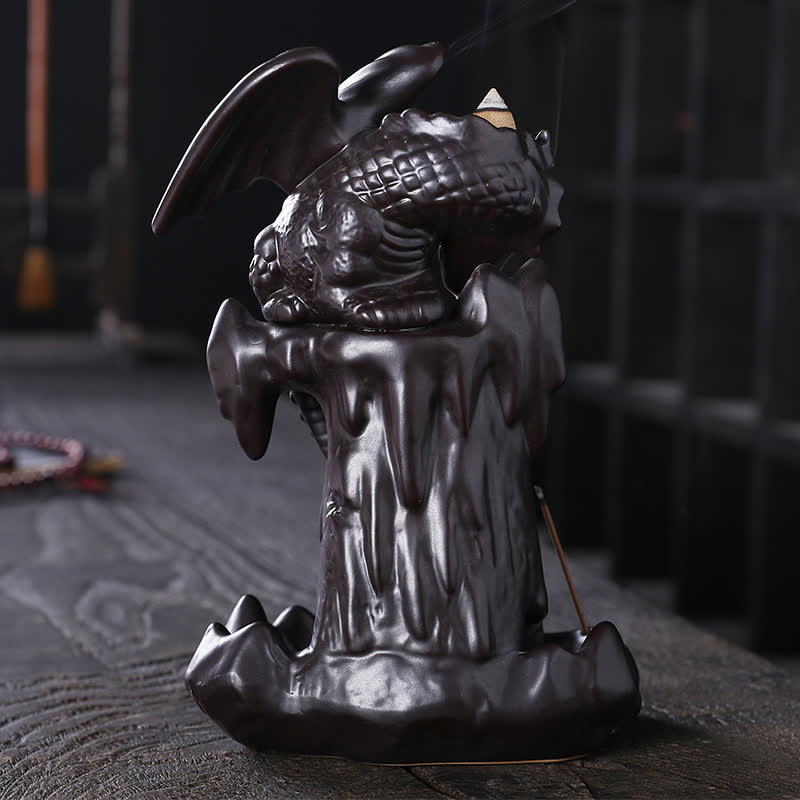 Bruciatore di incenso di guarigione con fontana di fumo a riflusso in ceramica a forma di drago nordico, decorazione a sfera a LED - Image 5