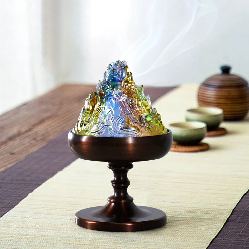 Bruciatore di incenso per meditazione curativa Liuli Crystal Mountain - Image 2