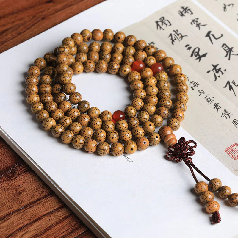Buddha Stones 108 Mala Beads Bodhi Seed Braccialetto di Agata Rossa Auspiciousness - Image 2