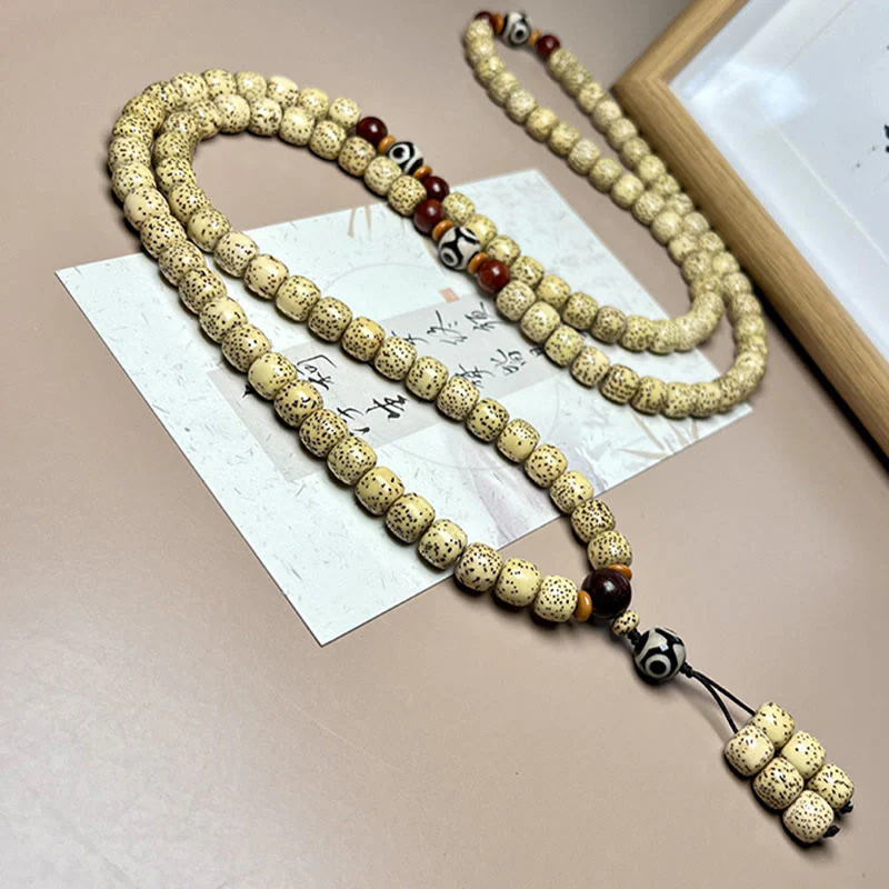 Buddha Stones 108 Mala Beads Bodhi Seed Dzi Bead Keep Away Evil Spirits Bracciale - Image 3