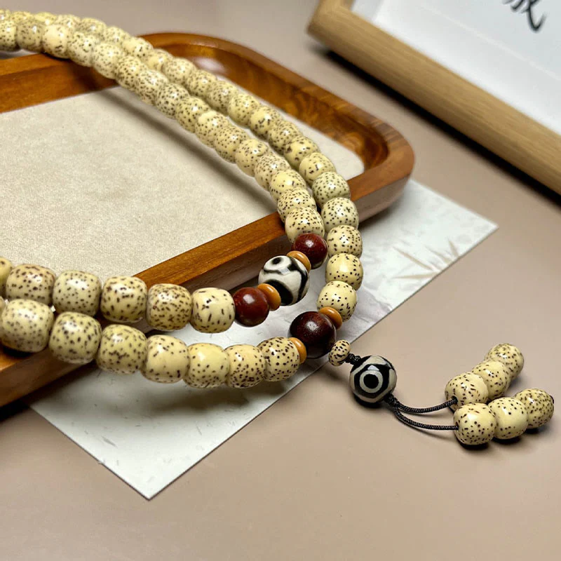 Buddha Stones 108 Mala Beads Bodhi Seed Dzi Bead Keep Away Evil Spirits Bracciale - Image 4
