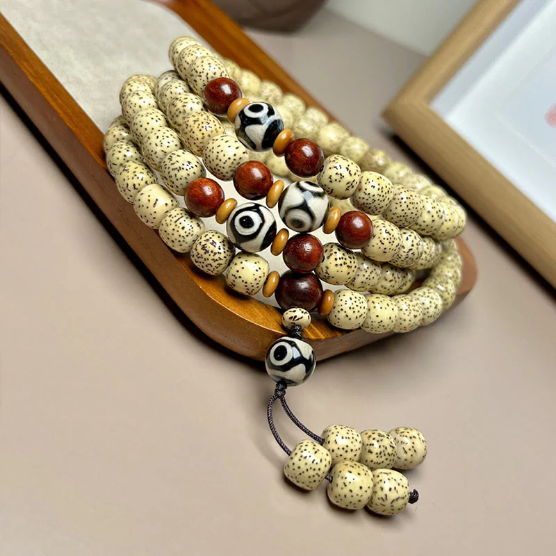 Buddha Stones 108 Mala Beads Bodhi Seed Dzi Bead Keep Away Evil Spirits Bracciale - Image 5
