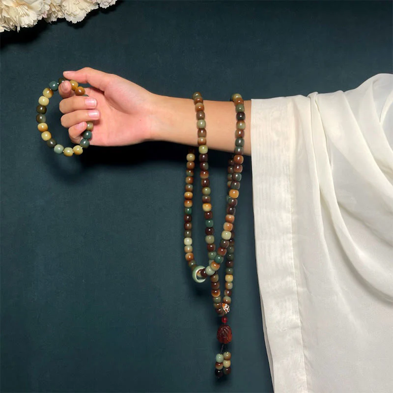 Buddha Stones 108 Mala Beads Bodhi Seed Pace Saggezza Bracciale Polso Mala Tasca Mala - Image 3