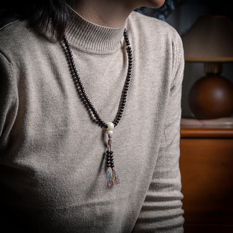 Buddha Stones 108 Mala Beads Bowl Bodhi Seed Braccialetto della Pace in Corda Colorata - Image 3