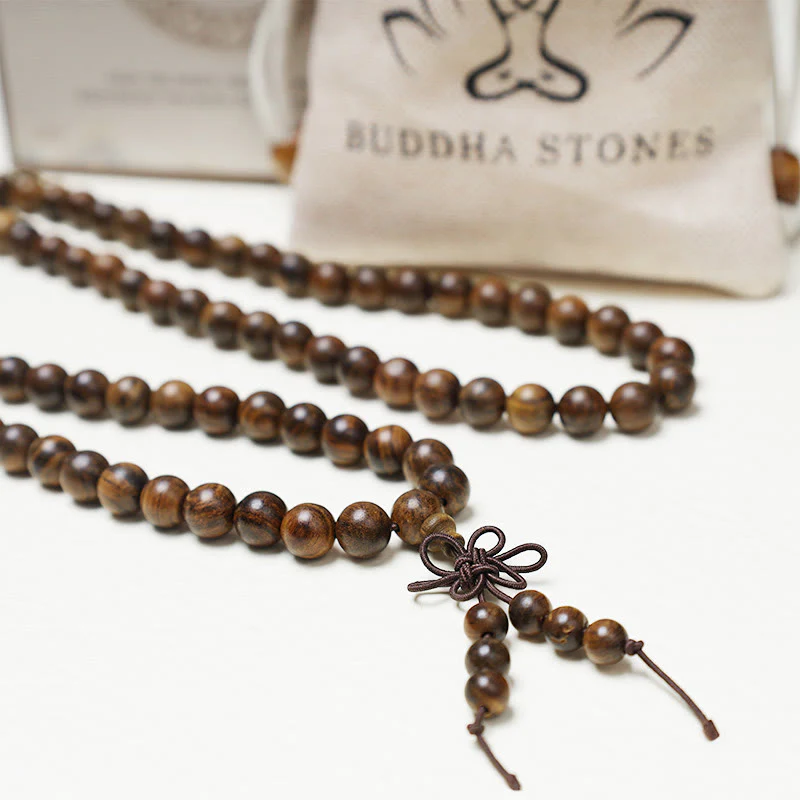 Buddha Stones 108 Mala Beads Bracciale Preghiera Meditazione Sandalo Elastico - Image 6