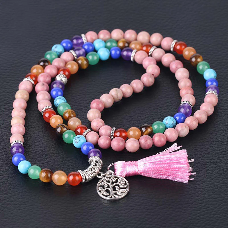 Buddha Stones 108 Mala Beads Braccialetto di guarigione in cristallo blu rodonite e lazulite - Image 4