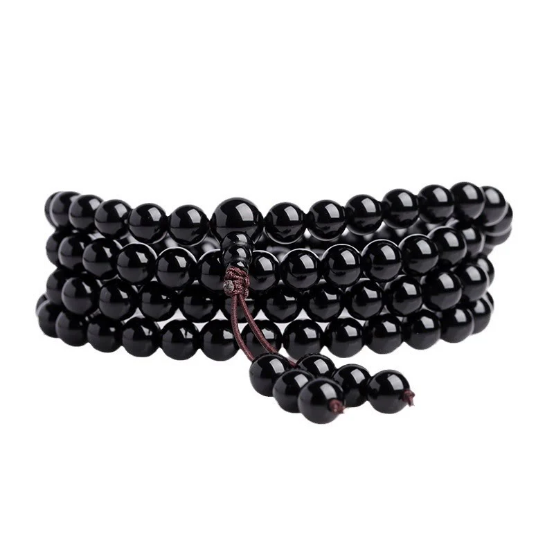 Buddha Stones 108 Mala Beads Braccialetto di ossidiana nera lce Obsidian Fulfilment - Image 9