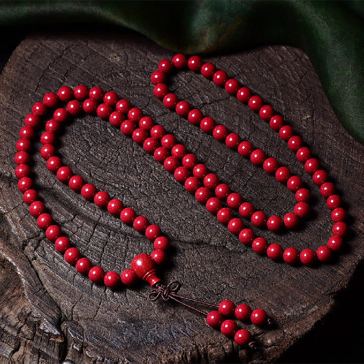 Buddha Stones 108 Mala Beads Cinnabar Om Mani Padme Hum Pattern Braccialetto di benedizione inciso - Image 18