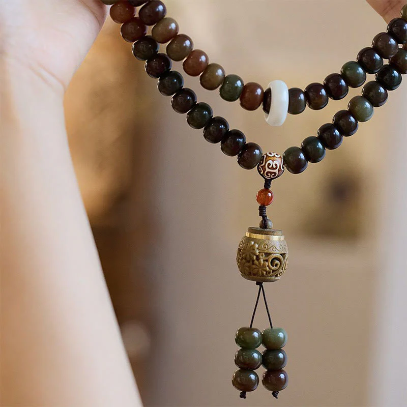 Buddha Stones 108 Mala Beads Dunhuang Color Bodhi Seed Dzi Bead Keep Away Evil Spirits Bracciale - Image 3