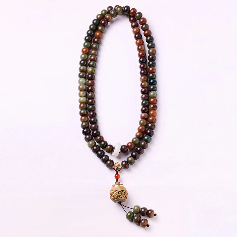 Buddha Stones 108 Mala Beads Dunhuang Color Bodhi Seed Dzi Bead Keep Away Evil Spirits Bracciale - Image 5