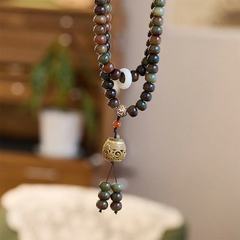 Buddha Stones 108 Mala Beads Dunhuang Color Bodhi Seed Dzi Bead Keep Away Evil Spirits Bracciale - Image 7