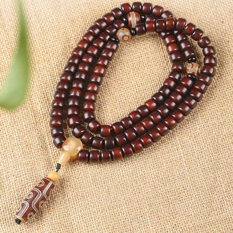 Buddha Stones 108 Mala Beads Dzi Bead a tre occhi Dzi Bead a nove occhi Braccialetto della fortuna in giada - Image 3