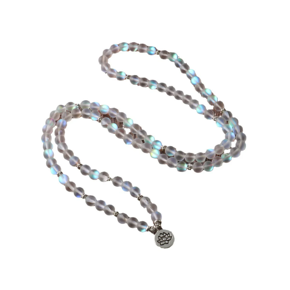 Buddha Stones 108 Mala Beads Glitter Stone Braccialetto dell'Illuminazione del Loto - Image 5