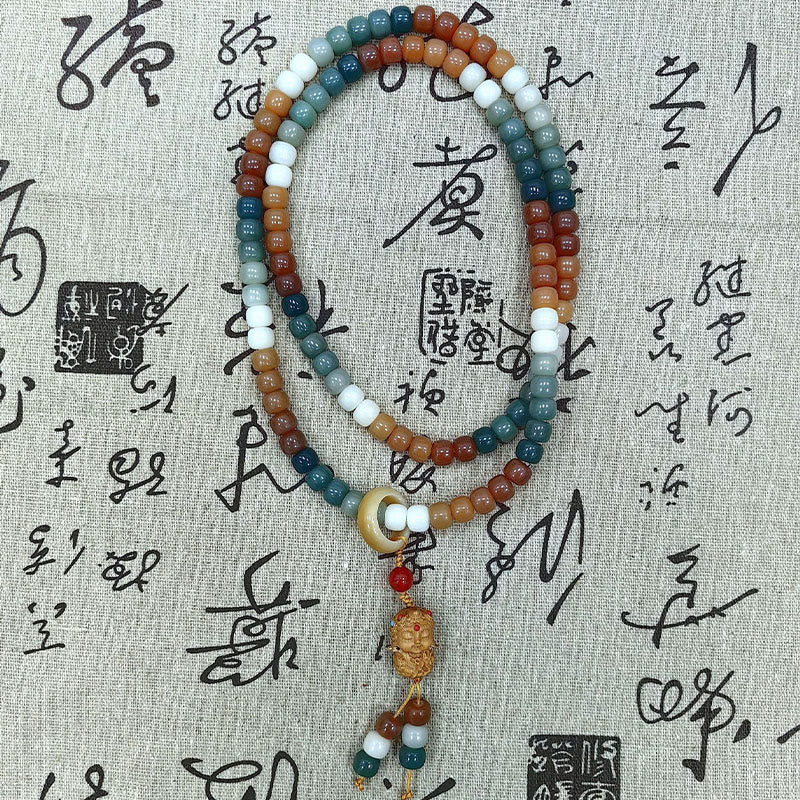 Buddha Stones 108 Mala Beads Gradient Bodhi Seed Green Tara Buddha Braccialetto inciso Peace Harmony - Image 12