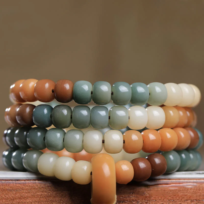 Buddha Stones 108 Mala Beads Gradient Bodhi Seed Green Tara Buddha Braccialetto inciso Peace Harmony - Image 3