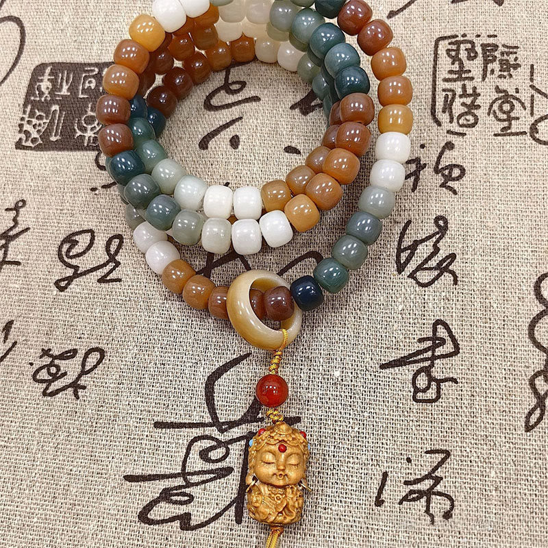Buddha Stones 108 Mala Beads Gradient Bodhi Seed Green Tara Buddha Braccialetto inciso Peace Harmony - Image 7