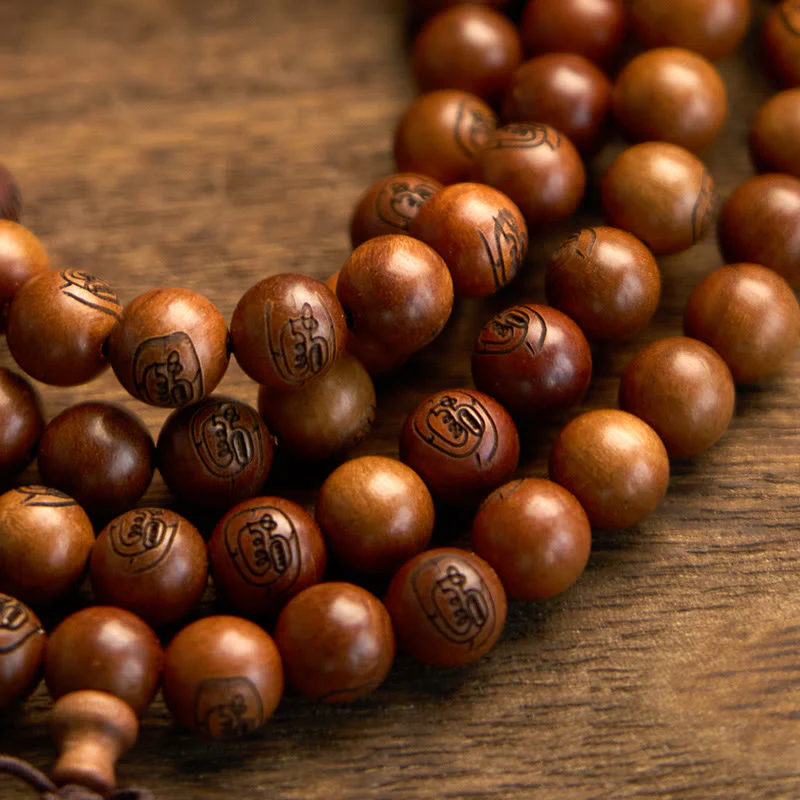 Buddha Stones 108 Mala Beads Legno di Giuggiola Fulmineo Braccialetto di Protezione Mantra Luce Dorata - Image 10