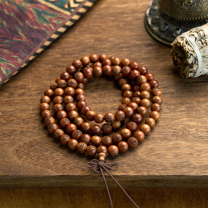 Buddha Stones 108 Mala Beads Legno di Giuggiola Fulmineo Braccialetto di Protezione Mantra Luce Dorata - Image 6