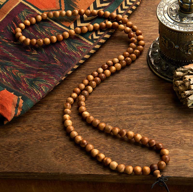 Buddha Stones 108 Mala Beads Lightning Strike Peach Wood Braccialetto di protezione lucidato a mano - Image 2