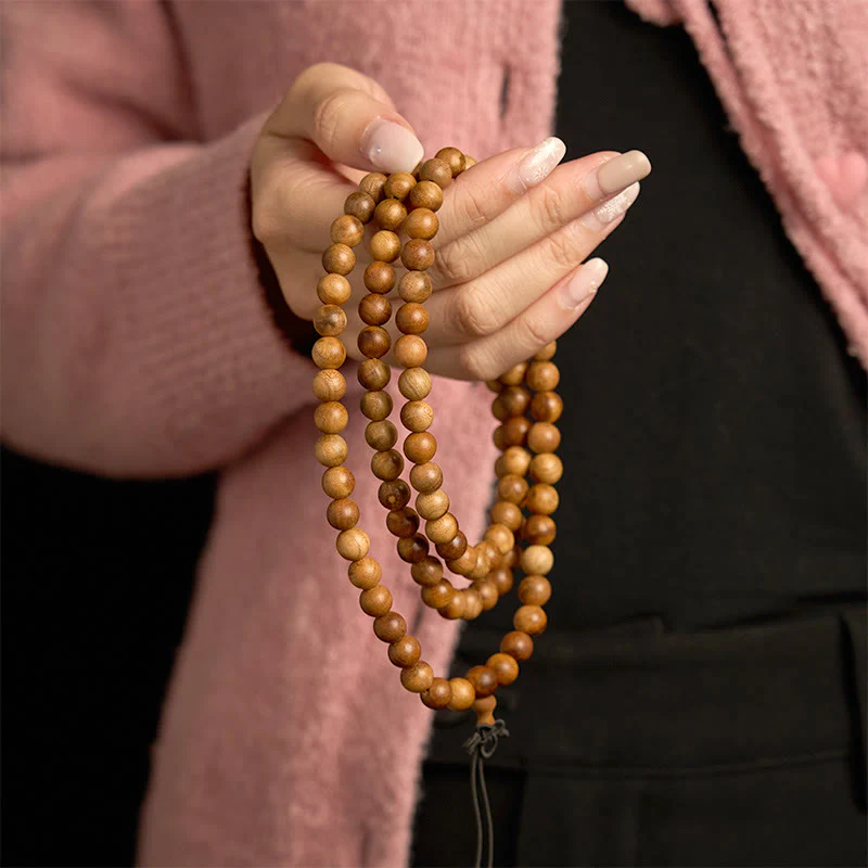 Buddha Stones 108 Mala Beads Lightning Strike Peach Wood Braccialetto di protezione lucidato a mano - Image 3