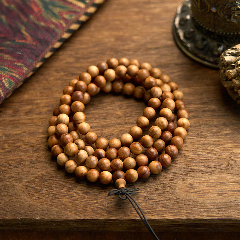 Buddha Stones 108 Mala Beads Lightning Strike Peach Wood Braccialetto di protezione lucidato a mano - Image 6