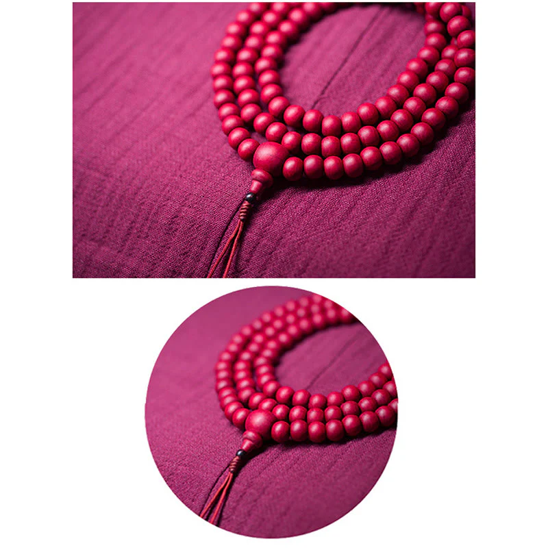 Buddha Stones 108 Mala Beads Natural Abelia Biflora Braccialetto di protezione in legno - Image 11