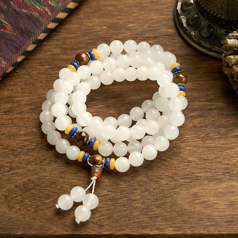 Braccialetto Buddha Stones con 108 perle Mala in quarzite naturale per la ricchezza e la fortuna - Image 11