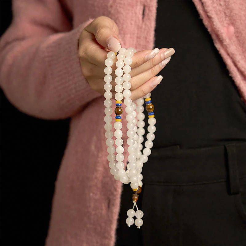 Braccialetto Buddha Stones con 108 perle Mala in quarzite naturale per la ricchezza e la fortuna - Image 7