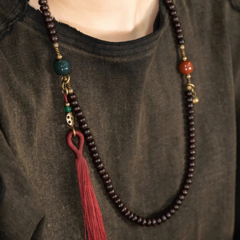 Buddha Stones 108 Mala Beads Natural Tibet Purple Bodhi Seed Braccialetto di Auspicio - Image 10