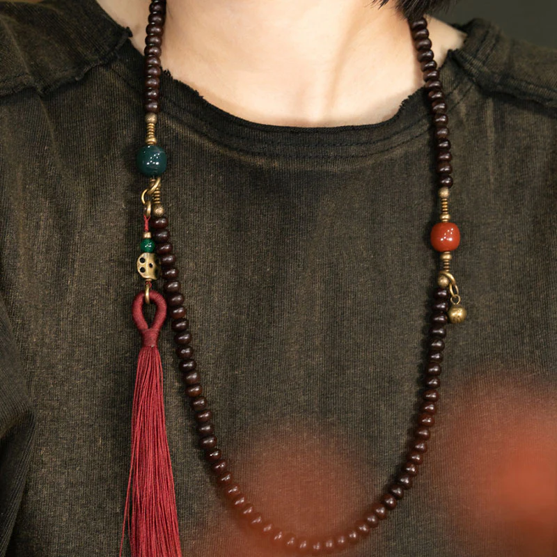 Buddha Stones 108 Mala Beads Natural Tibet Purple Bodhi Seed Braccialetto di Auspicio - Image 11