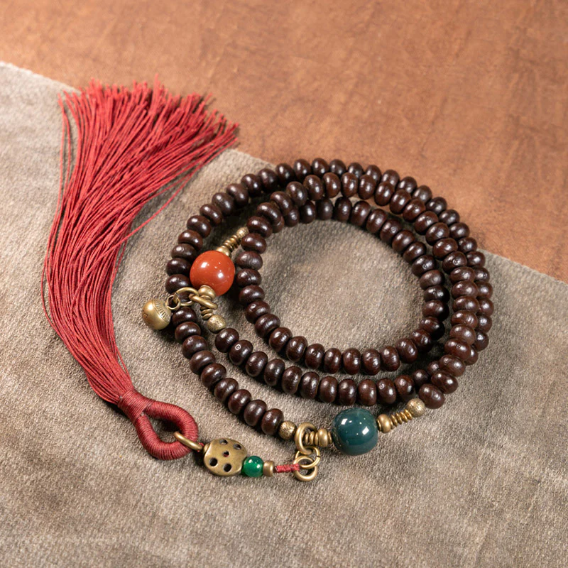 Buddha Stones 108 Mala Beads Natural Tibet Purple Bodhi Seed Braccialetto di Auspicio - Image 2